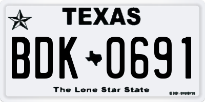 TX license plate BDK0691