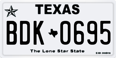 TX license plate BDK0695