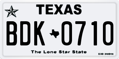 TX license plate BDK0710