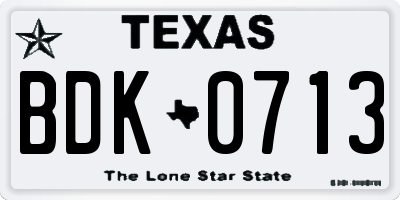 TX license plate BDK0713