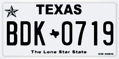 TX license plate BDK0719