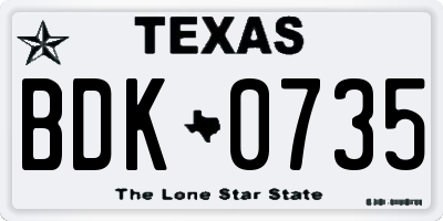 TX license plate BDK0735