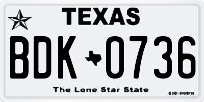 TX license plate BDK0736