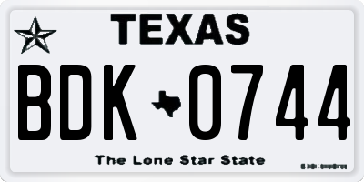 TX license plate BDK0744