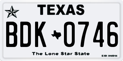 TX license plate BDK0746