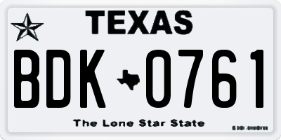 TX license plate BDK0761