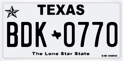 TX license plate BDK0770