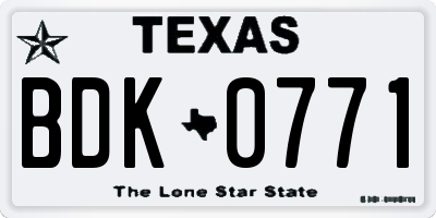 TX license plate BDK0771