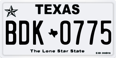 TX license plate BDK0775