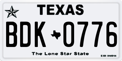TX license plate BDK0776