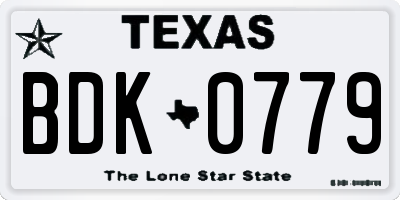 TX license plate BDK0779