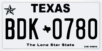 TX license plate BDK0780