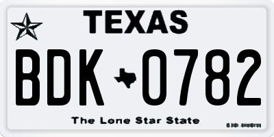 TX license plate BDK0782