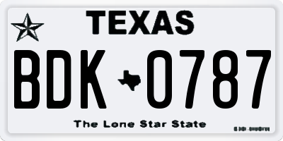 TX license plate BDK0787