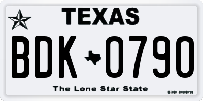 TX license plate BDK0790