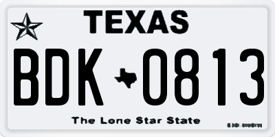 TX license plate BDK0813