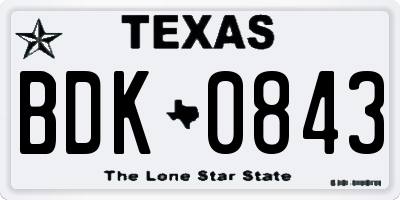 TX license plate BDK0843