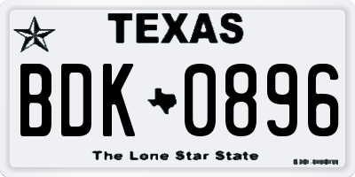 TX license plate BDK0896