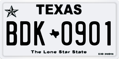 TX license plate BDK0901