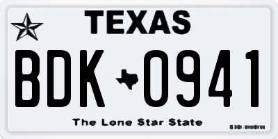 TX license plate BDK0941