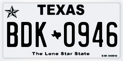 TX license plate BDK0946