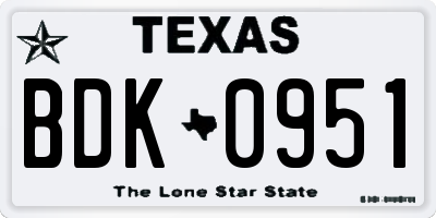 TX license plate BDK0951