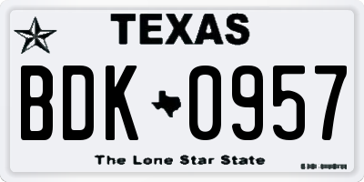 TX license plate BDK0957