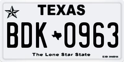 TX license plate BDK0963