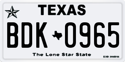 TX license plate BDK0965