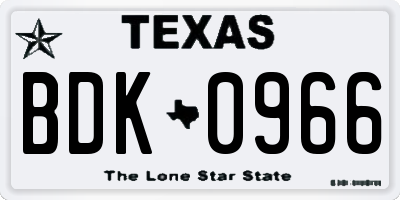 TX license plate BDK0966