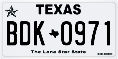 TX license plate BDK0971