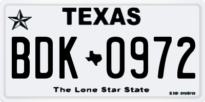 TX license plate BDK0972