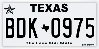 TX license plate BDK0975