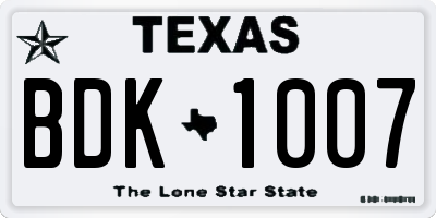 TX license plate BDK1007