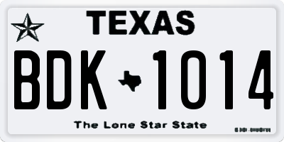 TX license plate BDK1014