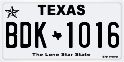 TX license plate BDK1016