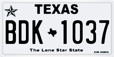 TX license plate BDK1037