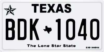 TX license plate BDK1040