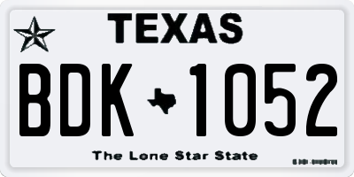 TX license plate BDK1052