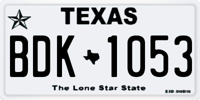 TX license plate BDK1053