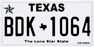 TX license plate BDK1064