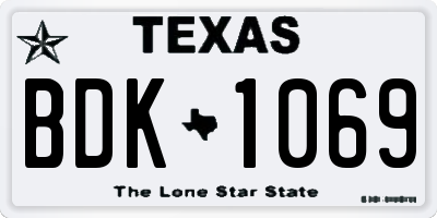 TX license plate BDK1069