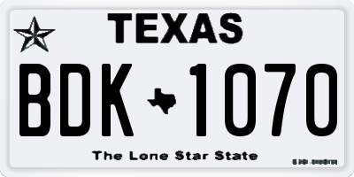 TX license plate BDK1070