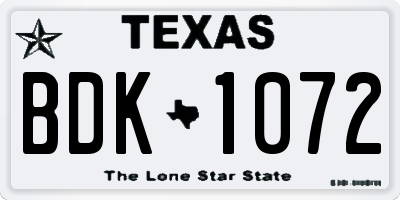 TX license plate BDK1072