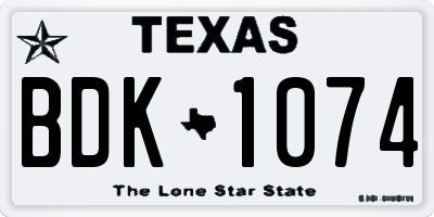 TX license plate BDK1074