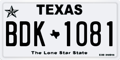 TX license plate BDK1081