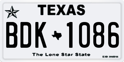 TX license plate BDK1086