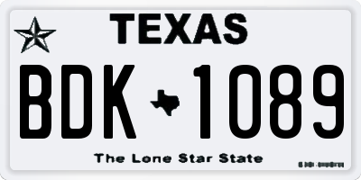 TX license plate BDK1089