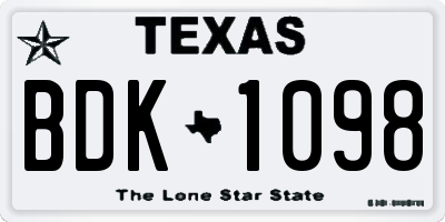 TX license plate BDK1098
