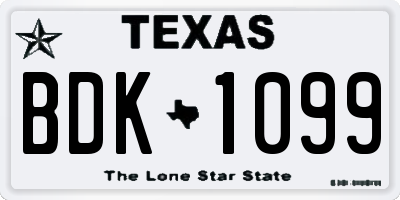 TX license plate BDK1099
